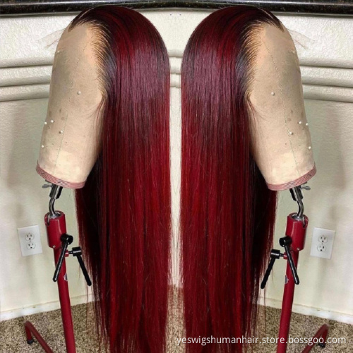 Yeswigs 99J 27 30 Colored Raw Indian Virgin Human Hair Hd Full Lace Frontal Wig Cheap Lace Front Wig Human Hair For Black Women